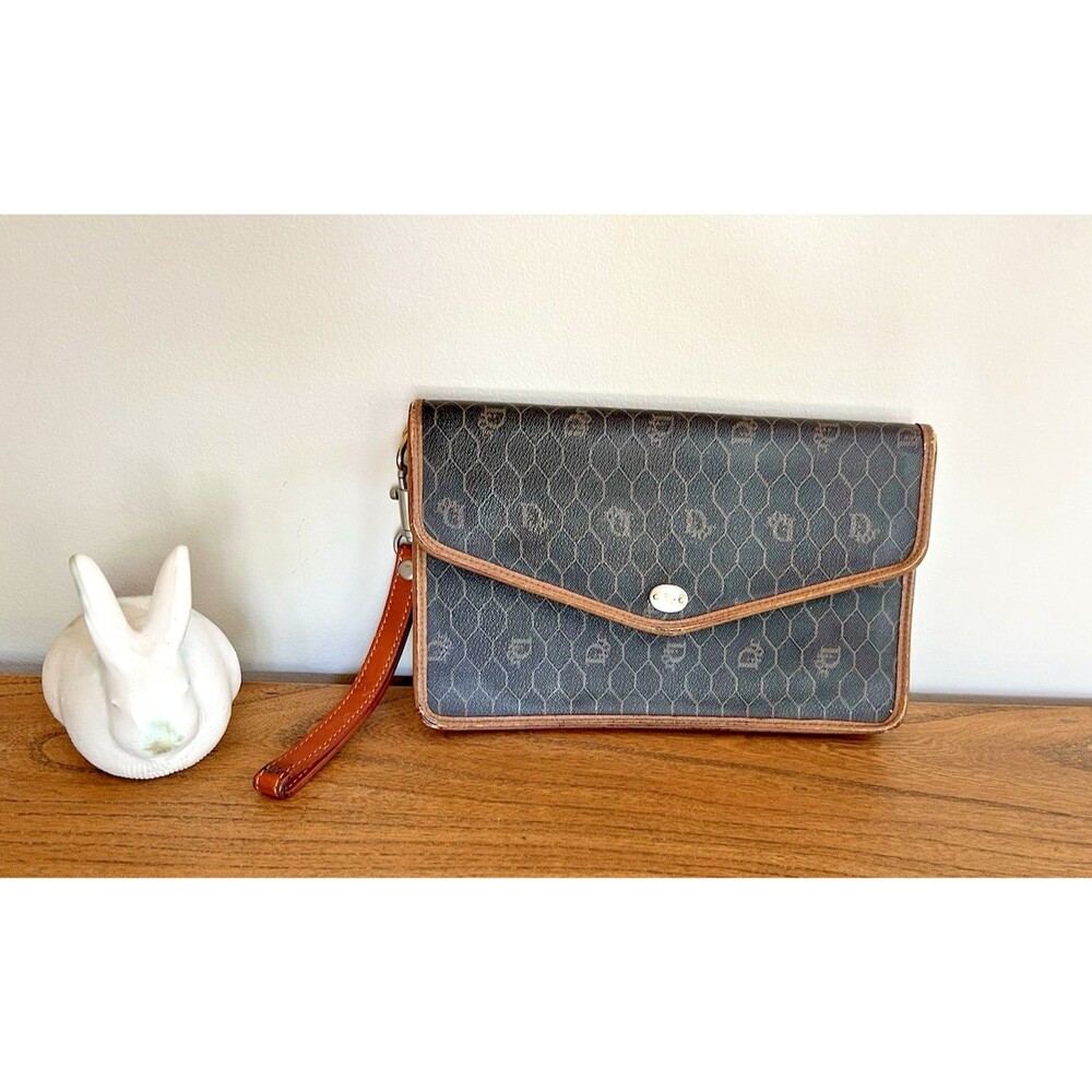 Vintage Rare Late 80’s Dior Honeycomb Double  Sided Flap Wristlet 6 Pockets